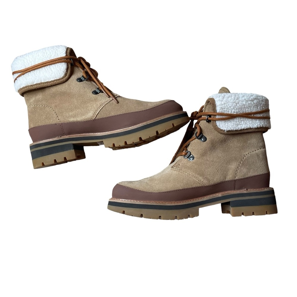 Clarks Orianna Turn Dark Sand Warm Lined Suede Boots Size 9 NEW